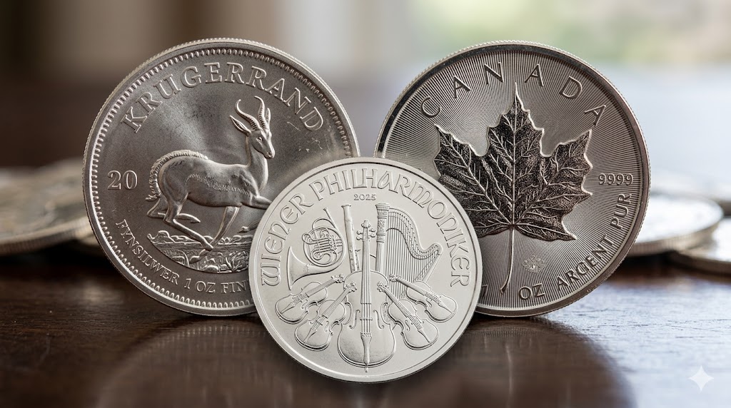 Silber-Anlagemünzen Krügerrand Maple Philharmoniker